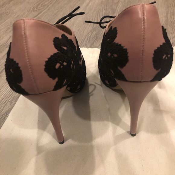 VALENTINO GARAVANI Peep Toe Floral Embroidered Ankle Boots Size 37.5 - Picture 5 of 10